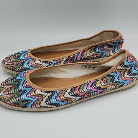 Nine West Womens Multicolor Chevron Pattern Espadrille Slip On  ballet Flat - Picture 8 of 9